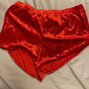 Red velvet shorts